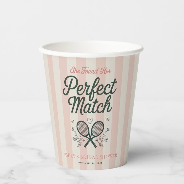 Perfect Match Social Club Tennis Bridal Shower Paper Cups (Front)