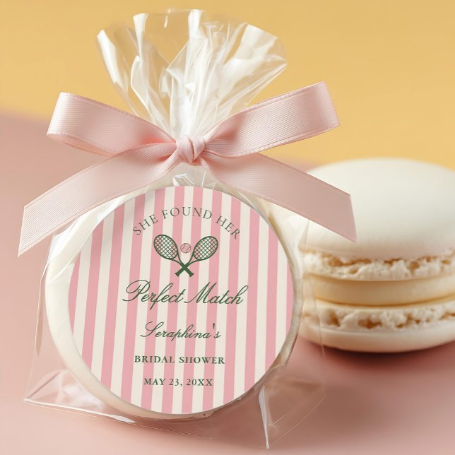 Perfect Match Tennis Bridal Shower Classic Round Sticker (Creator Uploaded)