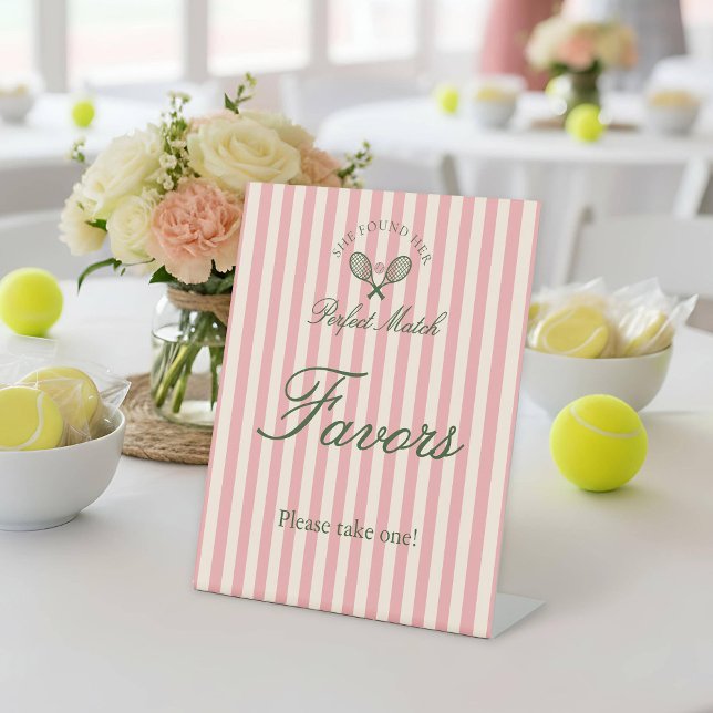 Perfect Match Tennis Bridal Shower Favor Pedestal Sign (Creator Uploaded)