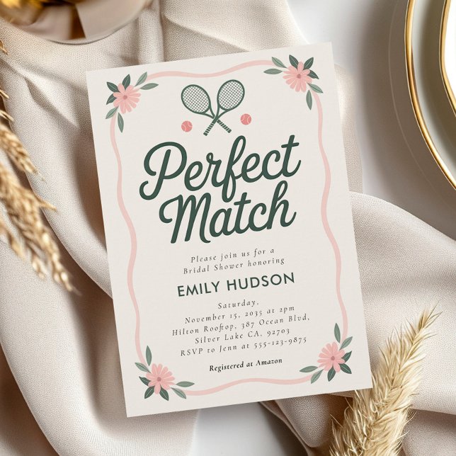 Perfect Match Tennis Bridal Shower Invitation (Creator Uploaded)