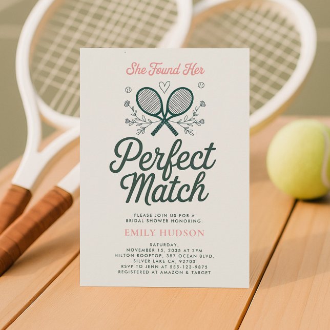 Perfect Match Tennis Bridal Shower Invitation (Creator Uploaded)