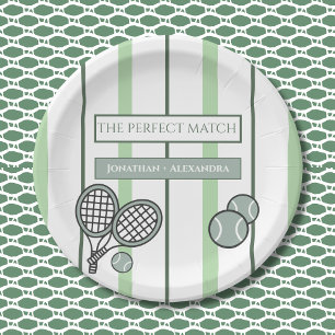 Perfect Match Tennis Couples Bridal Shower Paper Plate
