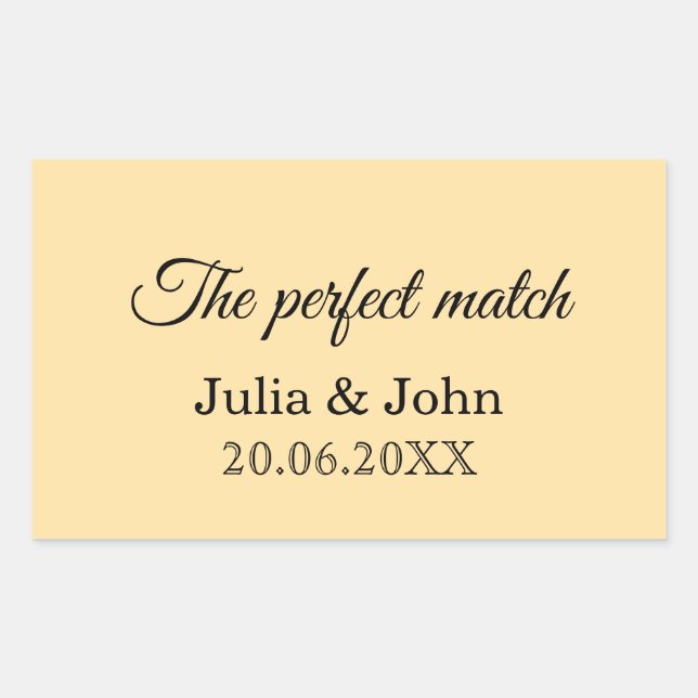 Perfect Match Wedding Matchbox – Premium Edition Rectangular Sticker (Front)