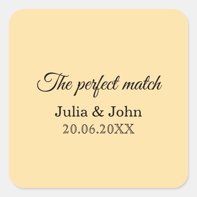 Perfect Match Wedding Matchbox – Premium Edition Square Sticker (Front)