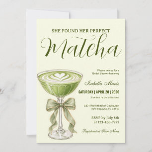 Perfect Matcha Bridal Shower Invitation Green Tea