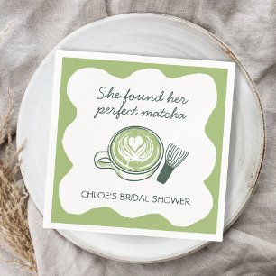 Perfect Matcha Green Tea Cup & Whisk Bridal Shower Napkin