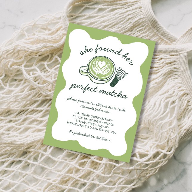 Perfect Matcha Green Tea Hand Drawn Bridal Shower Invitation (Perfect Matcha Green Tea Hand Drawn Bridal Shower Invitation)