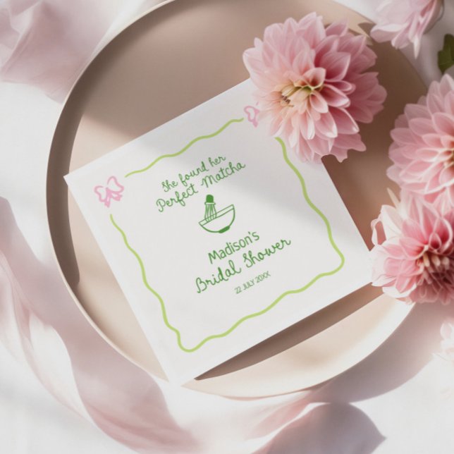 Perfect Matcha Hand Drawn Bridal Shower Welcome Napkin (Creator Uploaded)