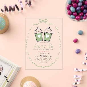 Perfect Matcha Kawaii Bow Frame Bridal Shower Acrylic Invitations