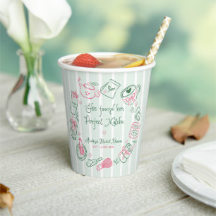 Perfect Matcha Pink and Green Bridal Shower Paper Cups