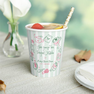 Perfect Matcha Pink and Green Bridal Shower Paper Cups