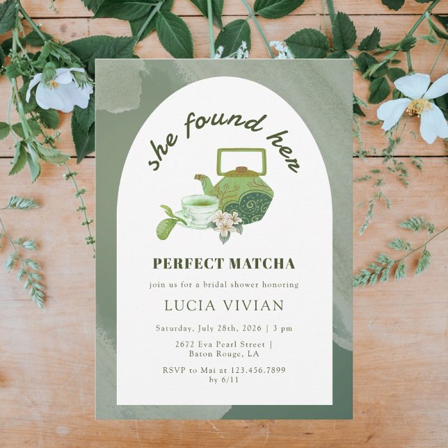 Perfect Matcha She Found Her Bridal Shower Invitation (Creator Uploaded)