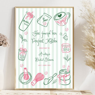 Perfect Matcha Stripes Bridal Shower Welcome Sign
