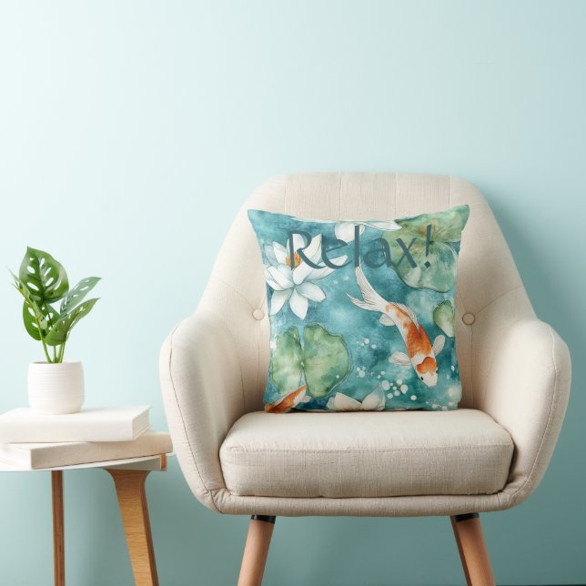 Perfect Mum's Day Gift! Teal, Blue, Mint, Koi Pond Cushion (Chair)