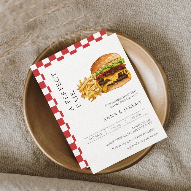 Perfect Pair Burgers Fries Couples Shower Invitation (Creator Uploaded)