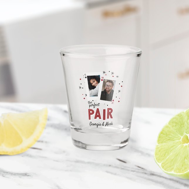 Perfect Pair Casino Theme Couples Photo Favour Shot Glass (Creator Uploaded)
