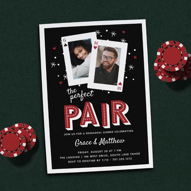 Perfect Pair Casino Theme Rehearsal Dinner Invitation (Creator Uploaded)