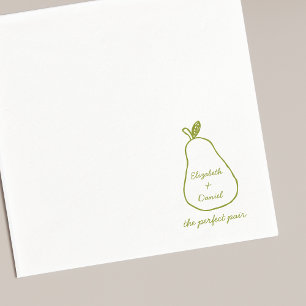 Perfect Pair - Chic Pear Illustration Cute Wedding Napkin