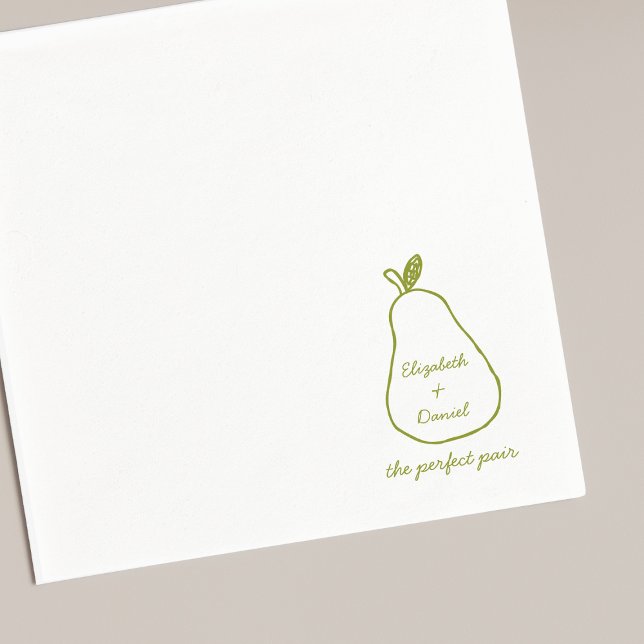 Perfect Pair - Chic Pear Illustration Cute Wedding Napkin (Creator Uploaded)