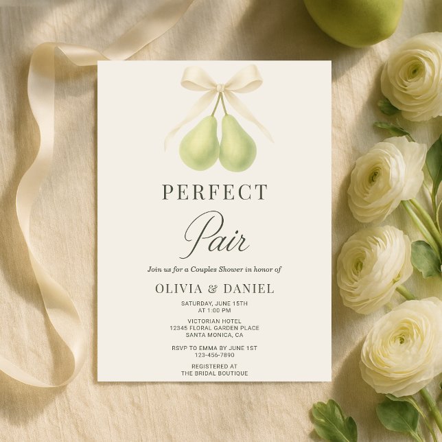 Perfect Pair Coquette Bow Couples Shower Invitation (Creator Uploaded)