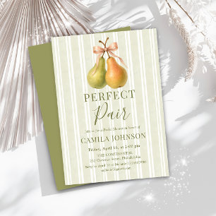  Perfect Pair Green Pear Bridal Shower Invitation