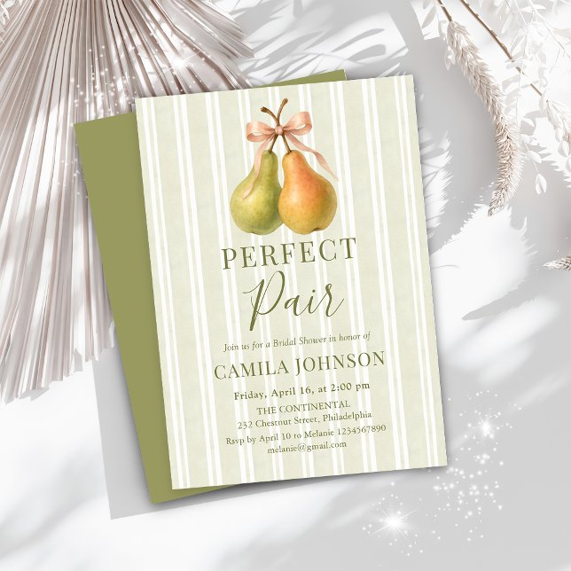  Perfect Pair Green Pear Bridal Shower Invitation (Creator Uploaded)