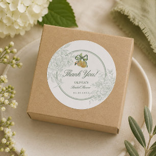 Perfect Pair Pear Vintage Sage Green Bridal Shower Classic Round Sticker