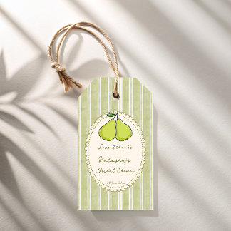 Perfect pair sage green pear bridal shower favor gift tags