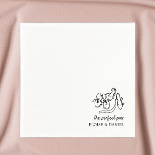 Perfect Pair - Whimsical Chic Illustration Wedding Napkin