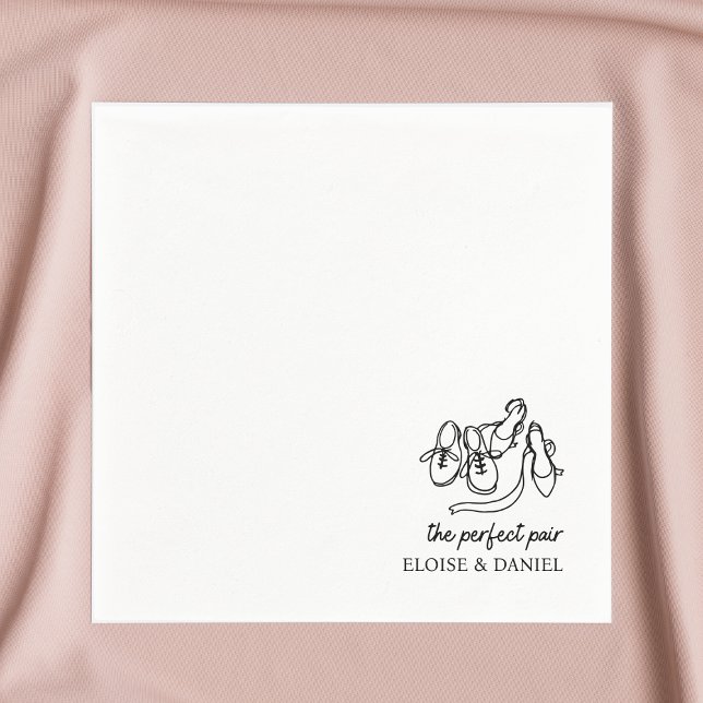 Perfect Pair - Whimsical Chic Illustration Wedding Napkin (Creator Uploaded)