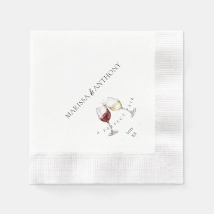 Perfect Pairing Wine Glass Theme Engagement Party Napkin