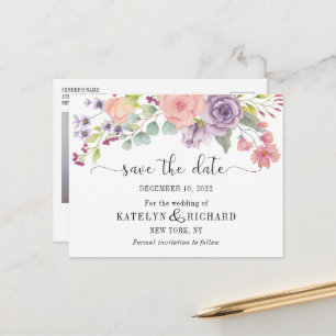 Perfect pastels floral Save the Date Postcard