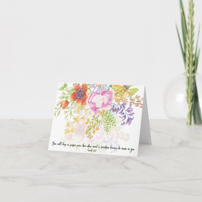 Perfect peace spring watercolor floral note card (Front)