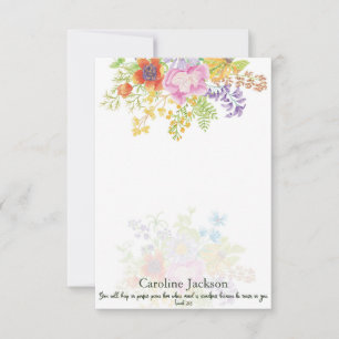Perfect peace watercolor floral personalised card