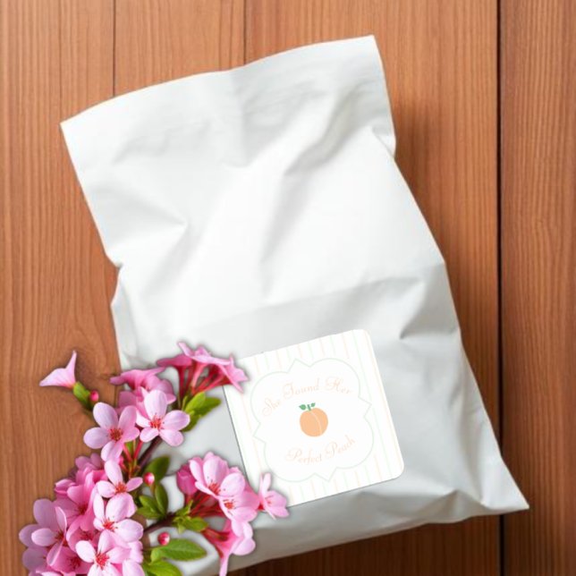 Perfect Peach Bridal Shower Square Sticker (Creator Uploaded)