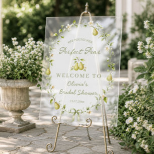 Perfect Pear Acrylic Bridal Shower Welcome Sign