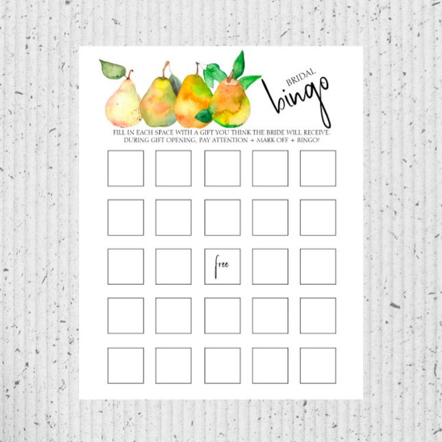Perfect Pear - Bridal/Couples Shower Bingo Game (Creator Uploaded)