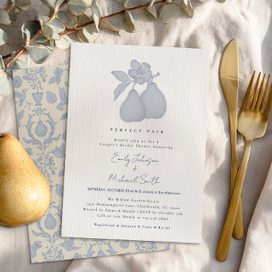 Perfect Pear Bridal Shower Blue French Damask Invitation