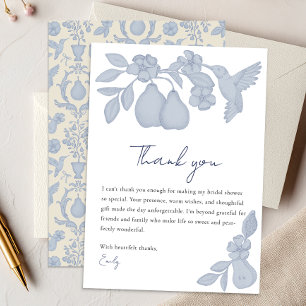 Perfect Pear Bridal Shower Blue Thank You Card