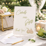 Perfect Pear Bridal Shower Cards and Gifts Pedestal Sign<br><div class="desc">Pear Bridal Shower Cards and Gifts Sign, She Found Her Perfect Pear Tabletop Sign, Pear Theme Bridal Shower Gift Table Sign Guide your guests in style with this elegant Pear Themed “Cards and Gifts” Bridal Shower Tabletop Sign, the perfect addition to a “She Found Her Perfect Pear” bridal shower. Featuring...</div>