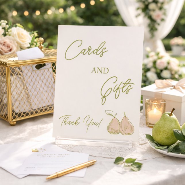 Perfect Pear Bridal Shower Cards and Gifts Pedestal Sign (Creator Uploaded)