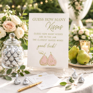 Perfect Pear Bridal Shower Guess How Many Kisses Pedestal Sign