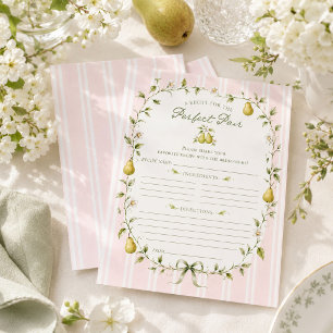 Perfect Pear Bridal Shower Recipe Card