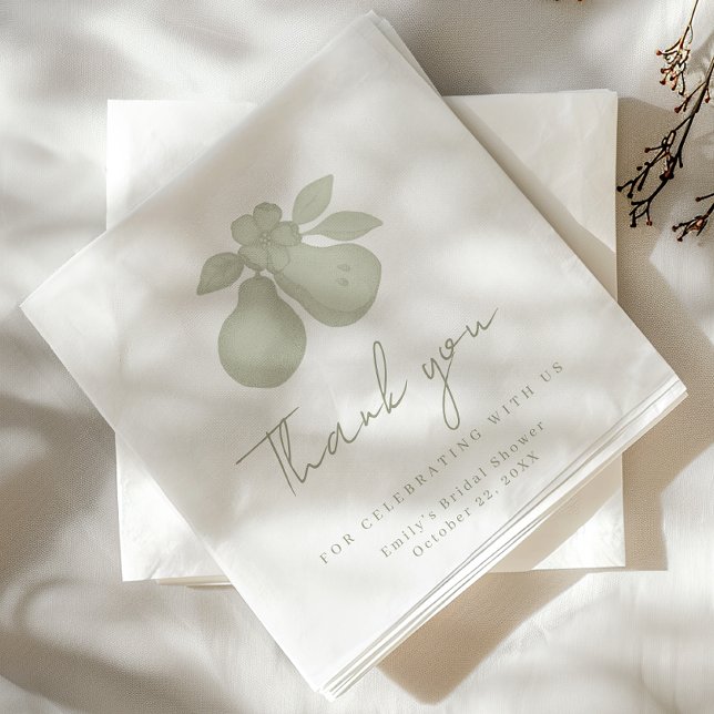 Perfect Pear Bridal Shower Thank You Luncheon  Napkin (Thank you napkin)