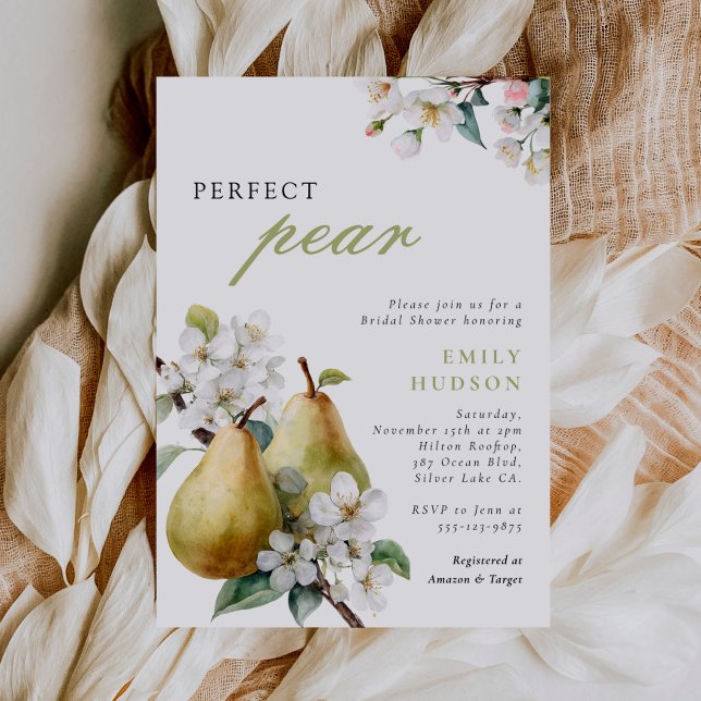 Perfect Pear Floral Bridal Shower Invitation (Creator Uploaded)