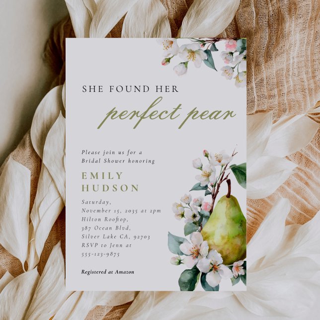 Perfect Pear Floral Bridal Shower Invitation (Creator Uploaded)