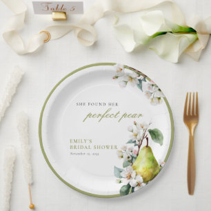Perfect Pear Floral Bridal Shower Paper Plate