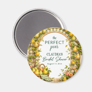 Perfect Pear Green Gingham Bridal Shower Favour Magnet