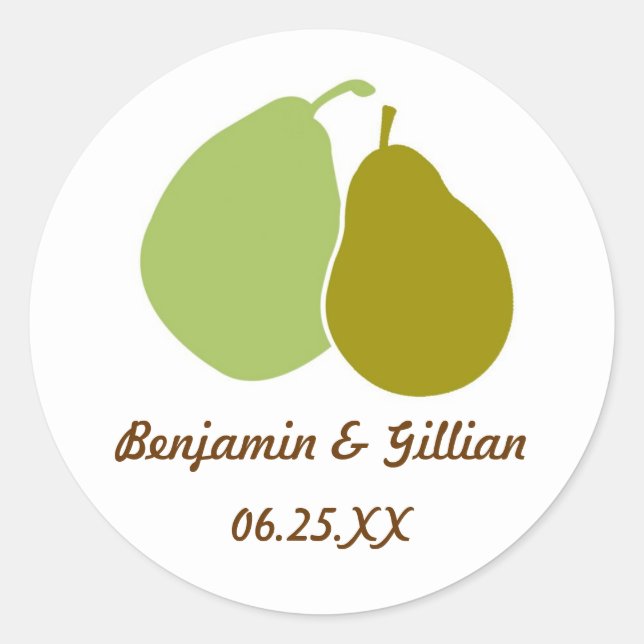 Perfect pear green wedding favour name tag label (Front)