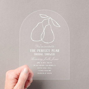 Perfect Pear Modern Bridal Shower Acrylic Invitations
